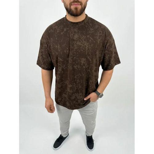 Erkek Premium Tişört OSY Yumuşak Dokulu Yıkamalı Oversize T-Shirt - Kahverengi