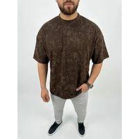 Erkek Premium Tişört OSY Yumuşak Dokulu Yıkamalı Oversize T-Shirt - Kahverengi