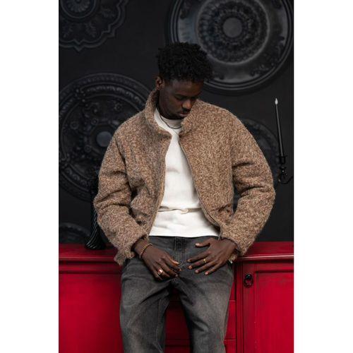 Oversize Crop Model Yan Cepli Astarlı Kırçıllı Mont