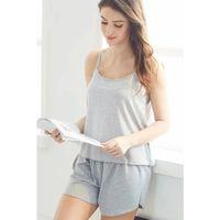 Kadın Gri Şortlu Penye Gecelik Takımı