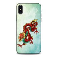 Apple Iphone X Kılıf Dragons (25) Antişok Kapak Tatoo Sarı Kırmızı Ejderha