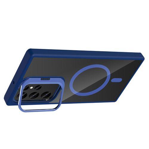 Galaxy S23 Ultra Kılıf Standlı ve Kamera Lens Hediyeli M-Safe Şarj Özellikli Zore Etro Kapak