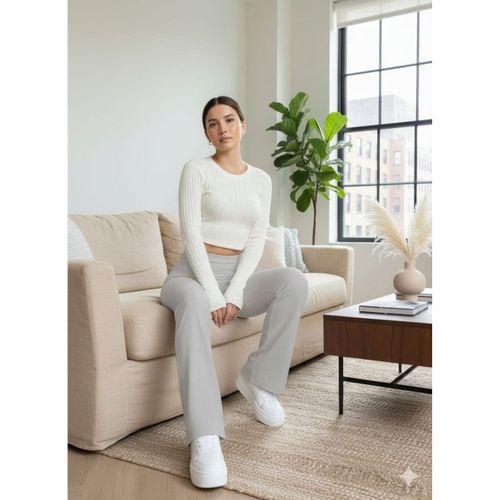 Kadın Yüksek Bel Ispanyol Paçalı Pantolon Tayt