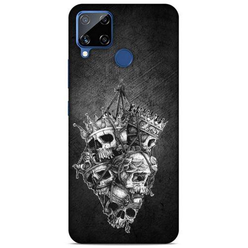 Lopard Oppo Realme C15 Uyumlu Kılıf Tattoo's (47) Crystal Flex Kılıf Kafatasları