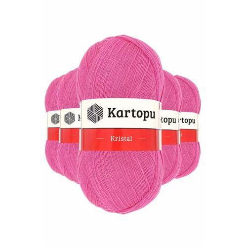5 Adet Kristal Çift Katlı El Örgü Lif İpi Şeker Pembe K772 - kartopu mudanis