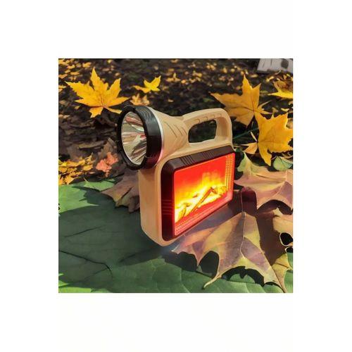 Güneş Enerjili Şömineli Çok Fonksiyonlu Çift Işık Kaynağı Usb Şarjlı Solar El Feneri