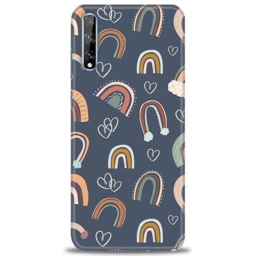 Huawei P Smart S Kılıf HD Baskılı Kılıf - Gökyüzü Kalp + Tam Ekran Koruyucu