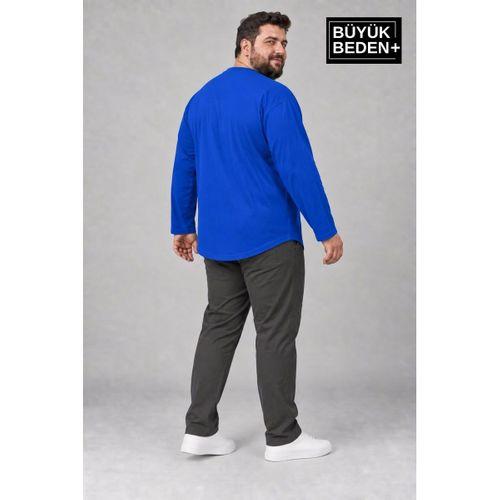 Erkek Büyük Beden Bisiklet Yaka Süprem İnce Uzun Kollu Oval Etek Tişört SPR26BTS943