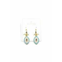 Mineli Nazar Küpe - 14K Altın