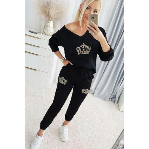 Kadın Uzun Kollu V Yakalı Desenli Viskon Iki Iplik Bluz Ve Pantolon Ikili Takım