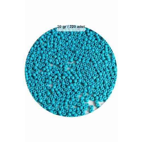 Turquaz Mavi Renk 4 mm Yaklaşık 220 adet/20 gram Cam Boncuk Oya Yazma Bileklik ve Kolye