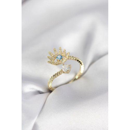 Gold Renk Göz Model Zirkon Taşlı Kadın Yüzük