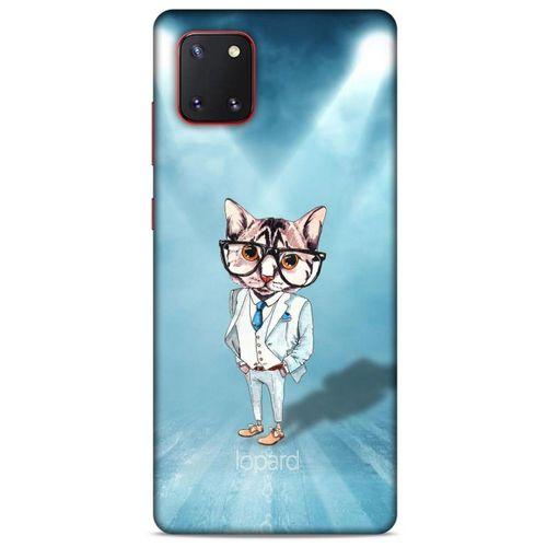 Samsung Galaxy Note 10 Lite Kılıf FunnyMaX (40) Fit Silikon Kılıf Açık Mavi Kedi