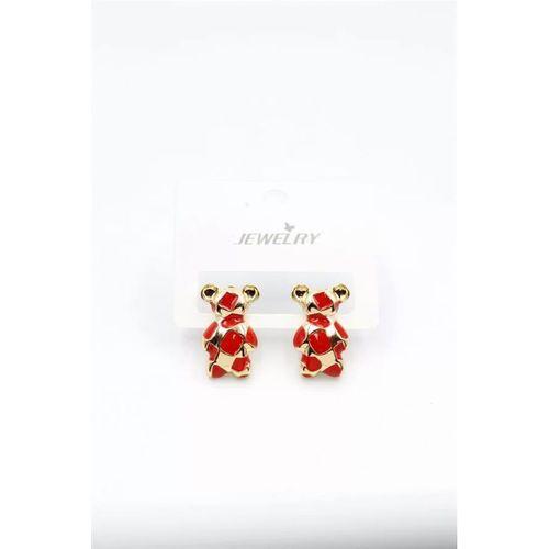 Mineli Ayıcık Küpe - Kırmızı