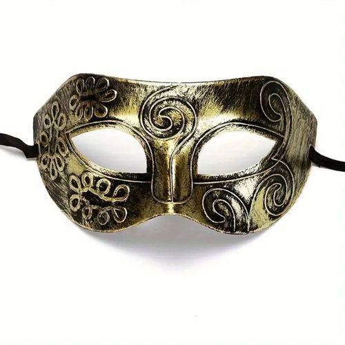 Altın Eskitme Yüz Maskesi - Antik Tarz Balo Maskesi