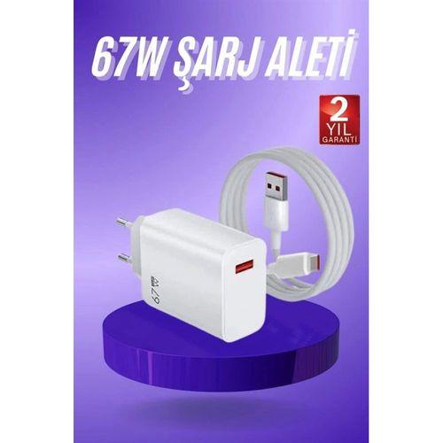 Beyaz Ultra Plus Hızlı Şarj Seti Şarj Adaptörü Ve Kablosu 67w