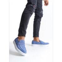 BA0580 Bağcıksız Kuşaklı Yüksek Taban Mavi Süet Erkek Ayakkabı