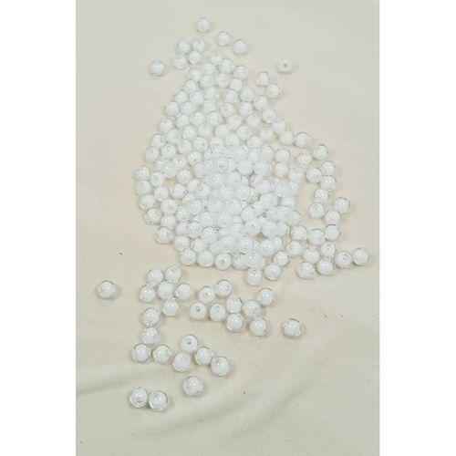 Yuvarlak Boncuk İçten Boncuklu Bileklik Çanta Boncuğu 8 mm 50 gr Beyaz - BNC470