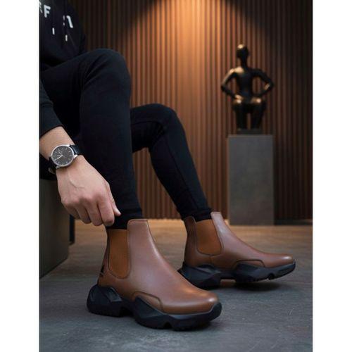 BA0444 Bağcıksız Rahat Yüksek Taban Taba Erkek Spor Yarım Bilek Bot