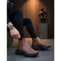 BA0444 Bağcıksız Rahat Yüksek Taban Taba Erkek Spor Yarım Bilek Bot