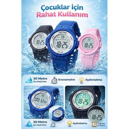 Captiva Digital 3 Atm Suya Dayanıklı Işık+Alarm+Kronometre+Takvimli Çoçuk Kol Saati CP.ML.002S1