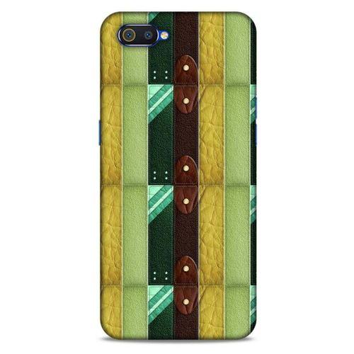 Oppo Realme C2 Kılıf Patchwork (15) Antişok Kılıf Yeşil Kahve