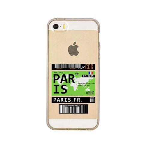 iPhone 5 Paris Bilet Tasarımlı Premium Şeffaf Silikon Kılıf
