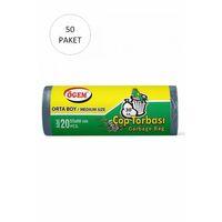 Orta Boy Çöp Torbası 55 x 60 cm 20 Li Rulo x 50 Paket = 1000 Adet (Mavi)