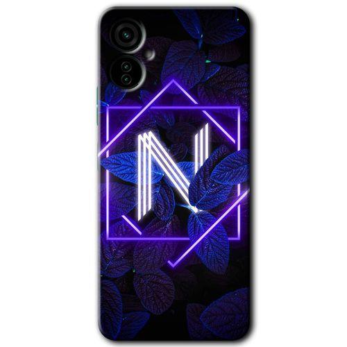 Tecno Camon 19 Neo Kılıf HD Desen Baskılı Arka Kapak - Dark Neon Yaprak N Harfi