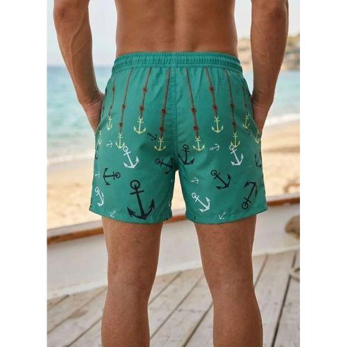 Erkek Deniz Şortu Fermuarlı Cepli File Astarlı Hızlı Kuruyan Premium - Su Yeşili