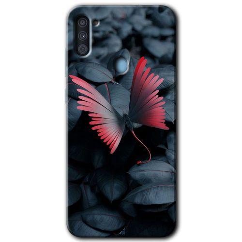 MRCİLETİSİM Samsung Galaxy A11 Kılıf HD Desen Baskılı Arka Kapak + Temperli Cam - Dark Butterfly
