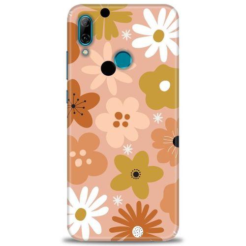 Huawei P Smart 2019 Kılıf HD Baskılı Kılıf - Kahveli Çiçekler + Tam Ekran Koruyucu