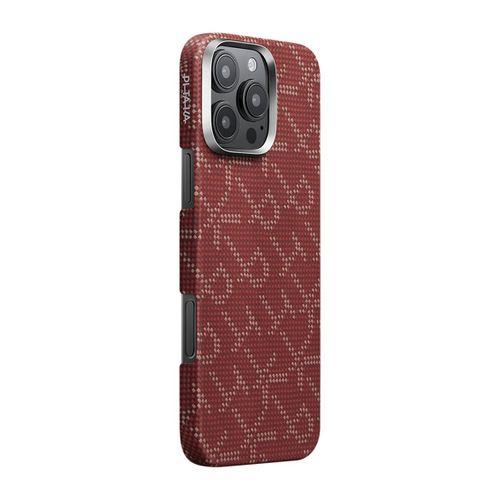 Apple iPhone 16 Pro Max Kılıf M-safe Şarj Özellikli Aramid Karbon Fiber Pitaka Tactile Woven Monogram Serisi Kapak