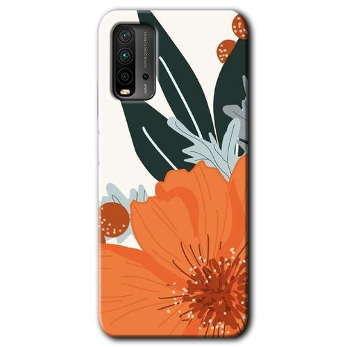MRCİLETİSİM Xiaomi Redmi 9T Kılıf HD Desen Baskılı Arka Kapak + Temperli Cam - Portakal Çiçeği