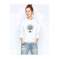 Silhouette Melody Tree Baskılı Beyaz Kadın Sweatshirt