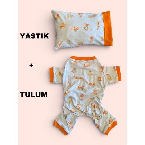 Cozy Meow Köpek Uyku Takımı | Pamuklu Penye Köpek Tulumu ve Mini Yastık | Küçük Irklar İçin | Tüy Dökülmesini Azaltır