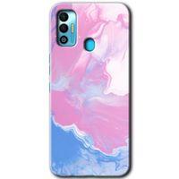 MRCİLETİSİM Tecno Spark 7T Kılıf HD Desen Baskılı Arka Kapak+Temperli Cam - Liquid Lekeler Art