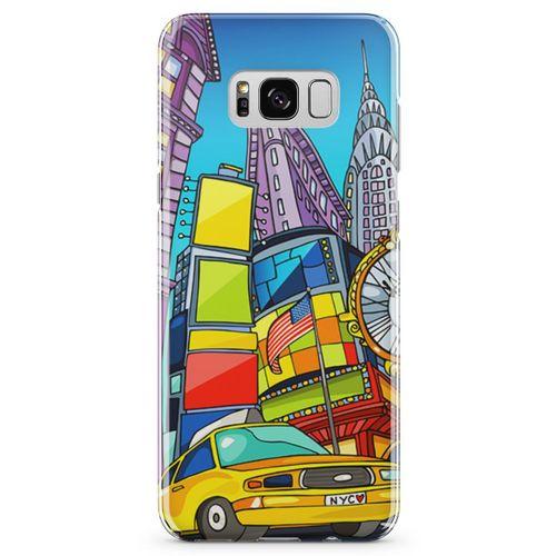 Samsung Galaxy S8 Plus Kılıf Nyc Taxi Manthattan Arka Kapak Koruma Desenli Full Koruyucu