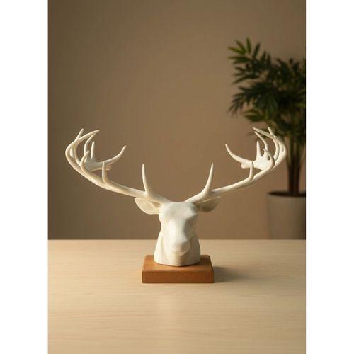 Dekoratif Geyik Başı Heykel 25 Cm Modern Minimal Tasarım