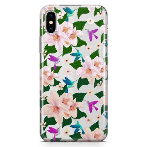 Apple iPhone XS Kılıf Karanfil Kuşlar Arka Kapak Koruma Desenli Full Koruyucu