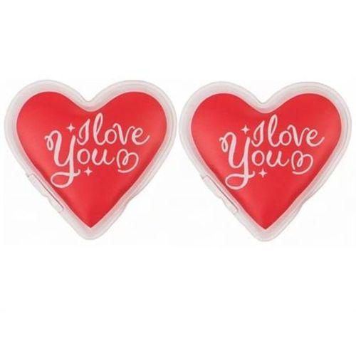 2 Adet Kalpli Sevgi Mesajlı Cep Sobası,El Isıtıcı,Sıcak Su Torbası Pvc  9Cm