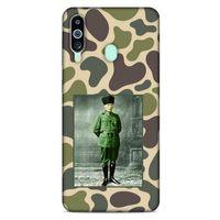 Samsung Galaxy M40 Kılıf Atatürk (15) Antişok Kılıf Kamuflaj Kahverengi
