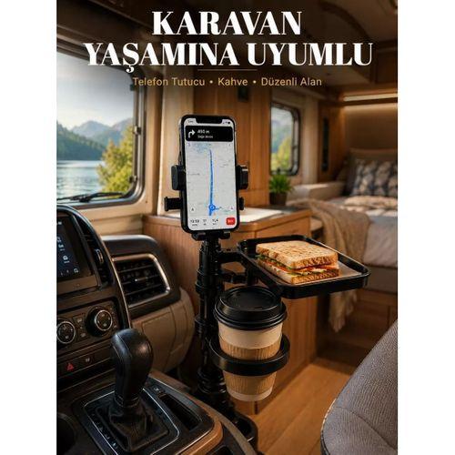 Araç İçi Telefon Tutucu Ve Bardaklık Organizeri Çok Amaçlı Tasarım