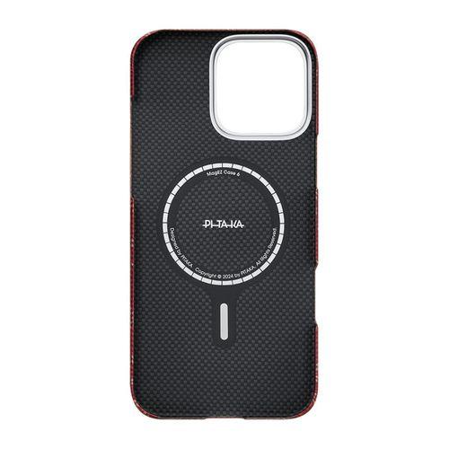 Apple iPhone 16 Pro Max Kılıf M-safe Şarj Özellikli Aramid Karbon Fiber Pitaka Tactile Woven Monogram Serisi Kapak