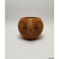 Kahverengi Baykuş Figürlü Mini Dekoratif Saksı 6 Cm Masaüstü Ofis Dekoru