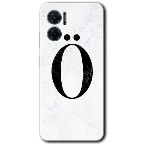 Xiaomi Redmi Note 11E HD Baskılı Kılıf + 9D Tam Ekran Koruyucu - Beyaz Mermer Desenli Ö Harfi