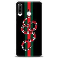 Huawei P30 Lite Kılıf HD Baskılı Kılıf - Kırmızı Yeşil Yılan + Tam Ekran Koruyucu
