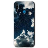 MRCİLETİSİM  Huawei P20 Lite Kılıf Kapak - Gece Gökyüzü +Hayalet Ekran Yandan Gözükmez