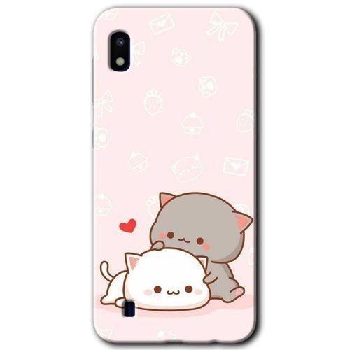 Samsung Galaxy A10 Kılıf Baskılı Kapak - Kedi Aşkı +Tam Ekran Koruyucu