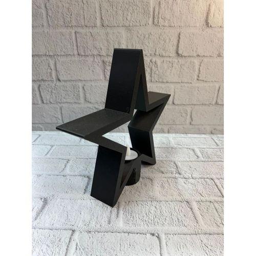 Yıldız Mumluk Siyah Modern Salon Ve Raf Dekoru